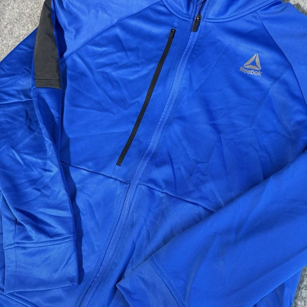 Reebok Jacket Mens Xl Blue Athletic Track Full Zip Training‎ Running Gym Active